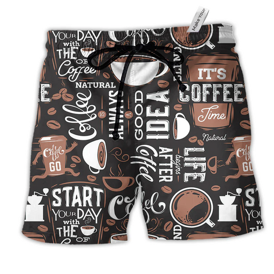 Coffee Beach Shorts For Oceanfront Escapes And Bright Seasonal Outfits