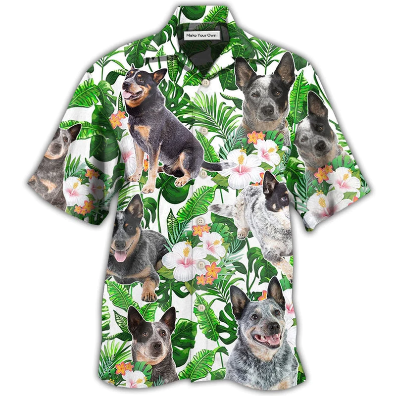 Tropical Floral Dog Australian Cattle Hawaiian Shirt For Summer Vacation And Beach Travel