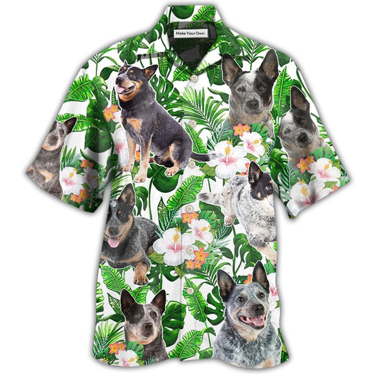 Tropical Floral Dog Australian Cattle Hawaiian Shirt For Summer Vacation And Beach Travel