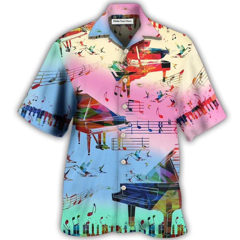 Piano Music Hawaiian Shirt Pattern View For Lightweight Everyday Style
