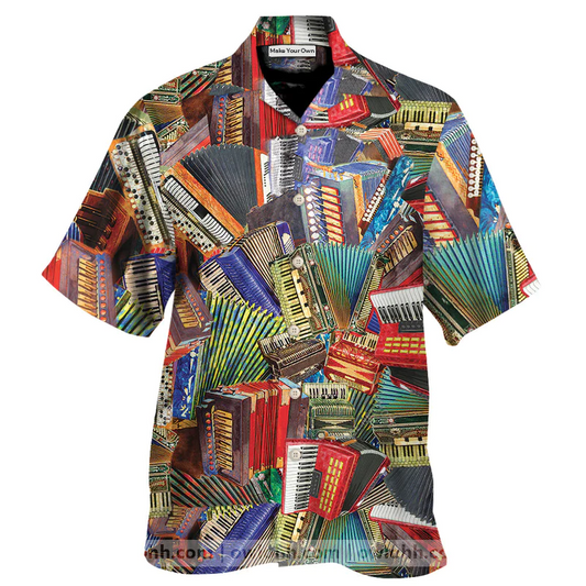 Accordion Hawaiian Shirt For Resort Travel Summer Outings And Casual Gatherings
