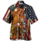 Cowboy Independence Day American Patriotism Hawaiian Shirt Design View For Casual Summer Styling