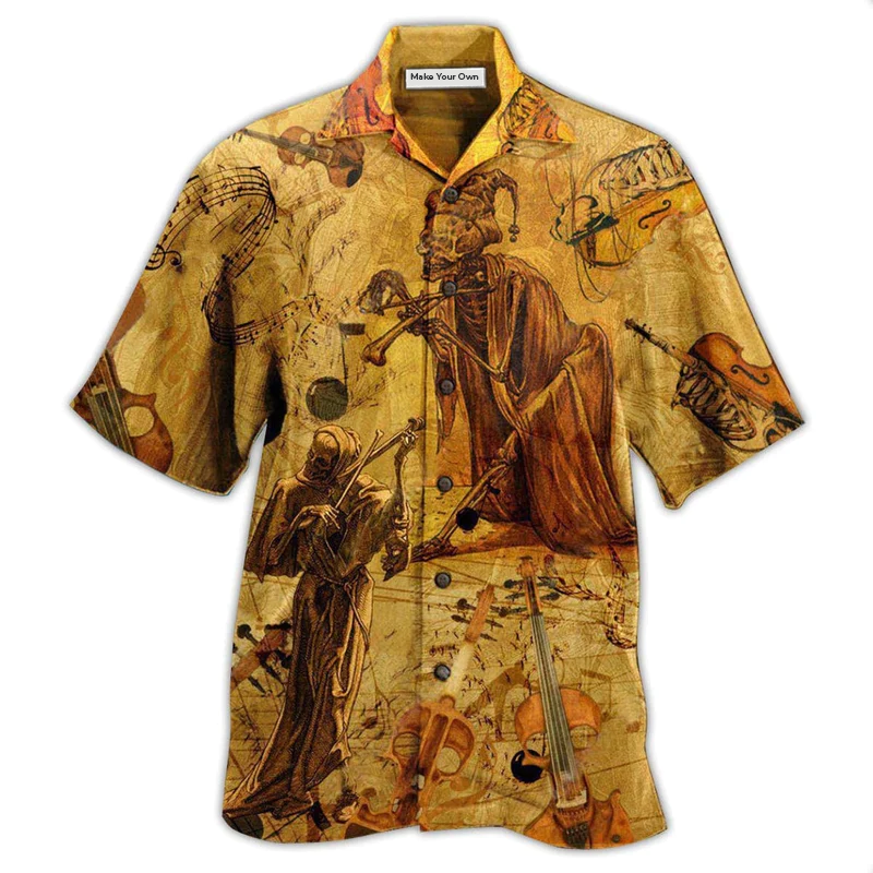 Violin Hawaiian Shirt For Vacation Parties Beach Outings And Relaxed Daily Wear