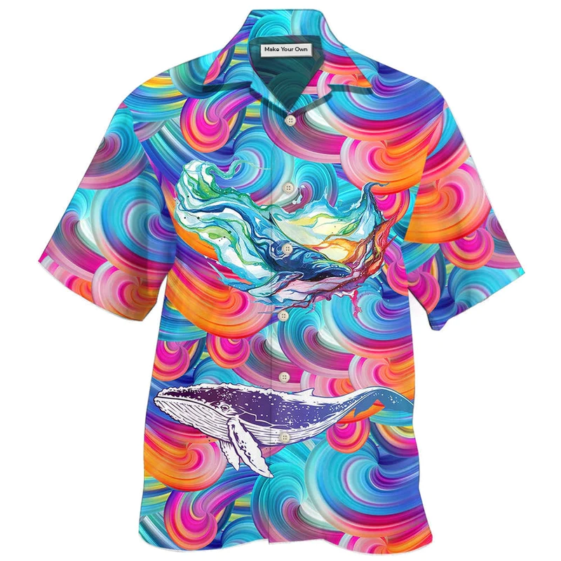 Colorful Whale Hawaiian Shirt For Warm Weather Adventures Parties And Daily Comfort