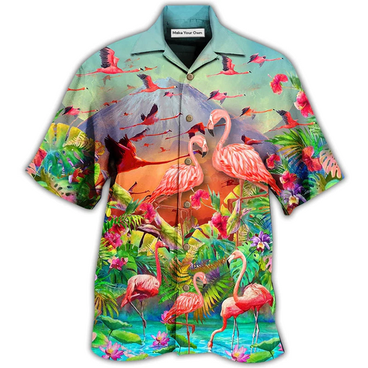 Flamingo Couple Hawaiian Shirt For Coastal Adventures And Warm Weather Wear