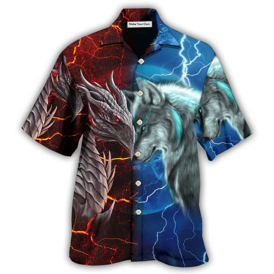 Dragon Wolf Fight Hawaiian Shirt For Poolside Relaxation And Sunny Getaways