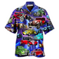 Red Green Classic Car Hawaiian Shirt For Island Holidays Summer Parties And Casual Outdoor Wear