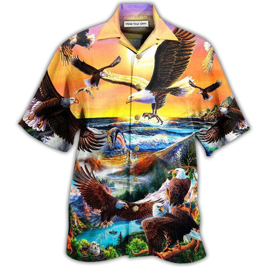 Eagle Spirit American Hawaiian Shirt For Summer Vacation And Beach Travel