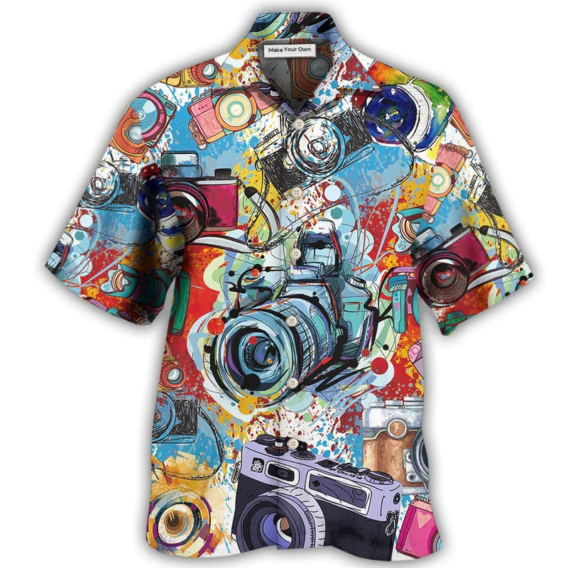 Camera Cameras Hawaiian Shirt Artwork View For Weekend Travel And Beach Style