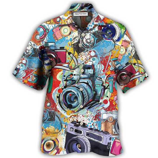 Camera Cameras Hawaiian Shirt Artwork View For Weekend Travel And Beach Style