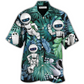 Tropical Robot Leaf Excited Hawaiian Shirt Artwork View For Weekend Travel And Beach Style