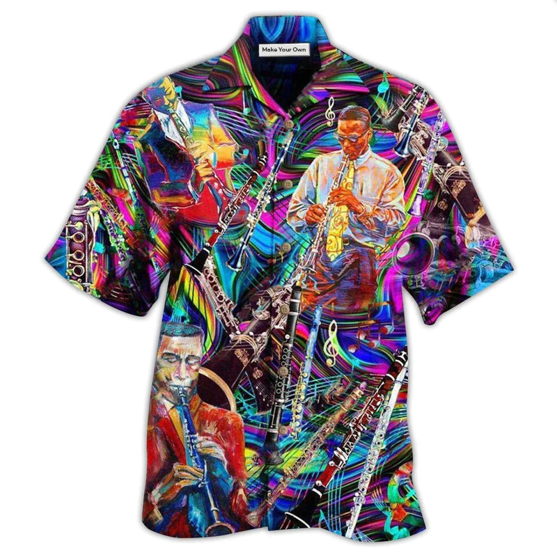 Flute Hawaiian Shirt For Tropical Getaways Outdoor Fun And Everyday Wear