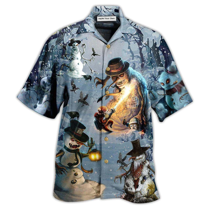 Christmas Dark Snowman Hawaiian Shirt For Tropical Getaways Outdoor Fun And Everyday Wear