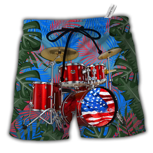 Independence Day Drum Americana Beach Shorts For Warm Weather Outings And Comfortable Daily Use
