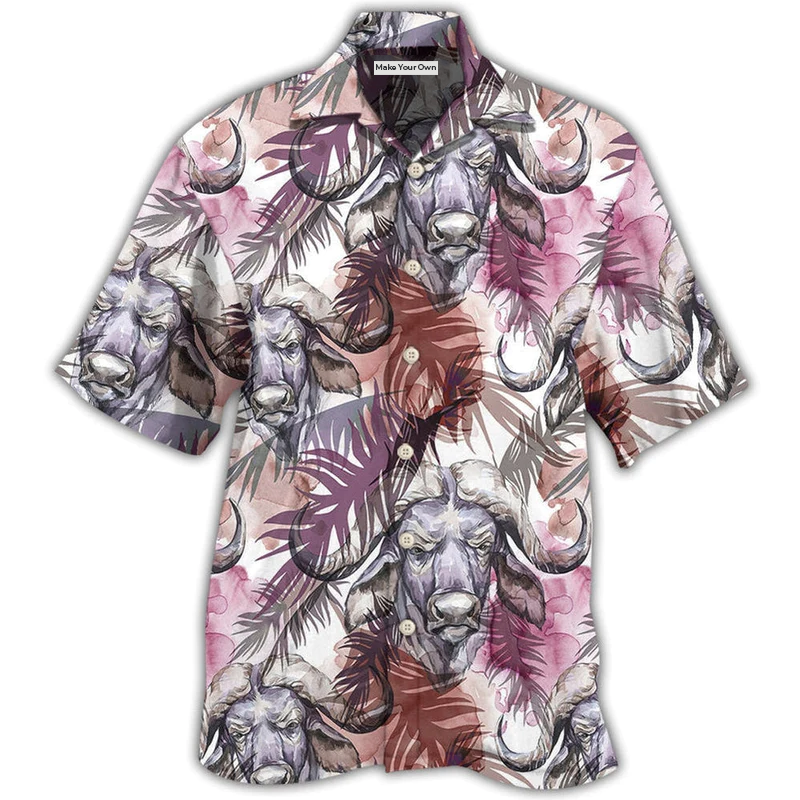 Tropical Bison Hawaiian Shirt For Island Trips Summer Gatherings And Comfortable Daily Wear