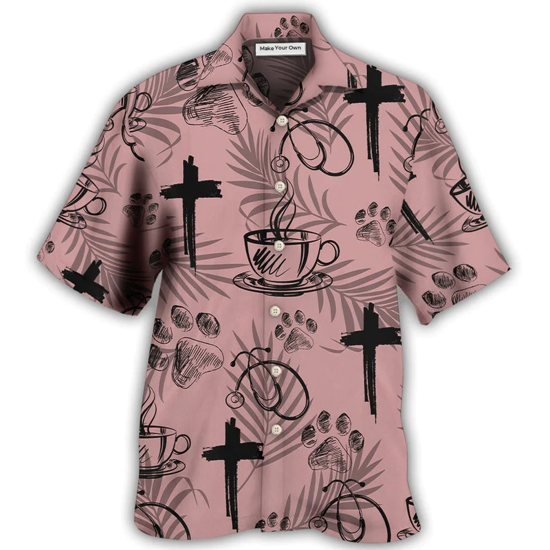 Coffee Faith Dog Health Hawaiian Shirt Pattern Detail For Summer Holidays And Outdoor Fun