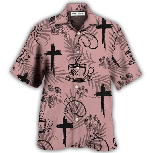 Coffee Faith Dog Health Hawaiian Shirt Pattern Detail For Summer Holidays And Outdoor Fun