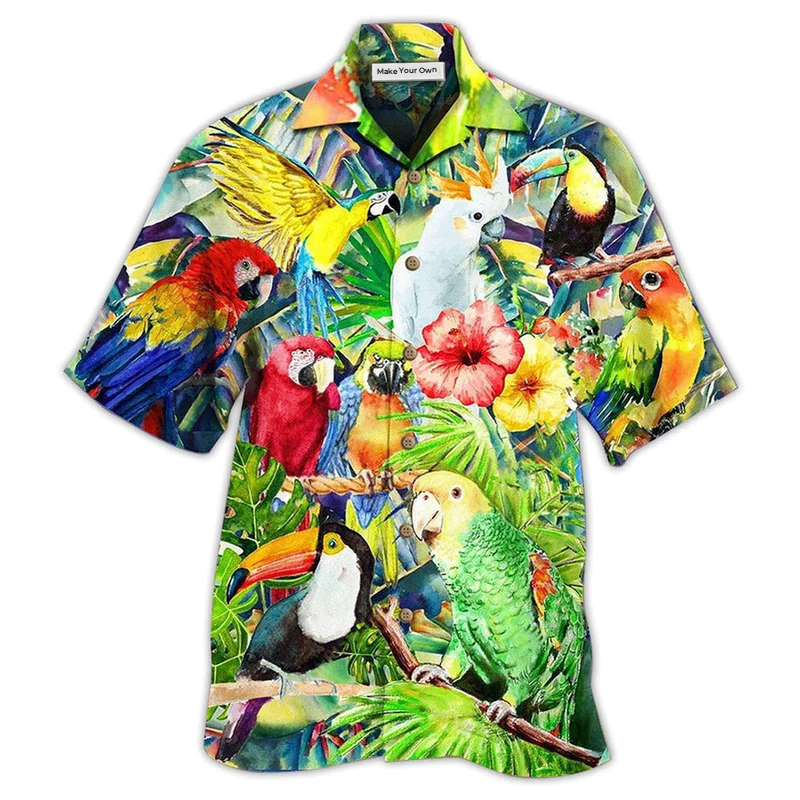 Parrot Hawaiian Shirt Design Detail For Sunny Adventures And Casual Wear