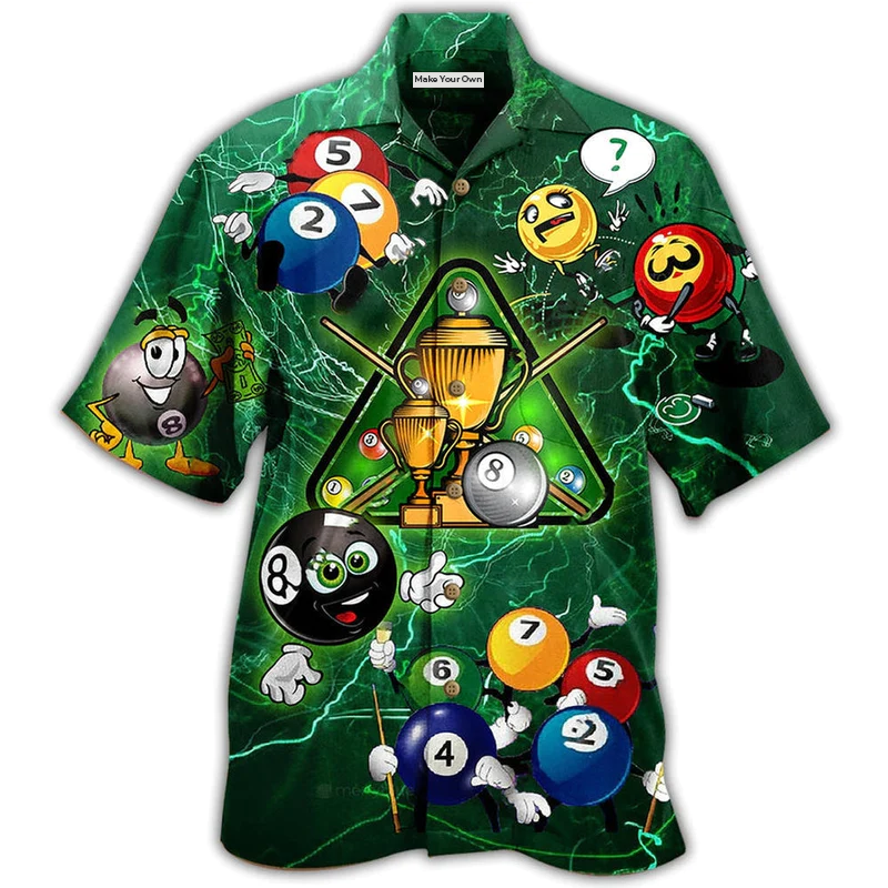 Green Billiard Lightning Hawaiian Shirt Artwork View For Weekend Travel And Beach Style