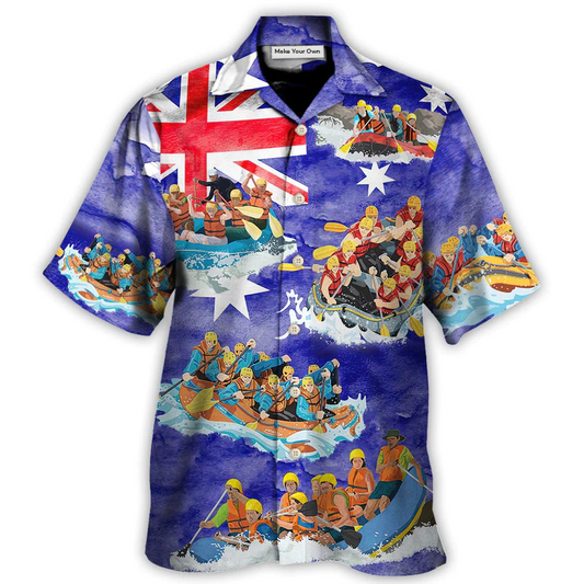 Vintage Water Rafting River Team Flag Hawaiian Shirt Pattern Detail For Weekend Trips