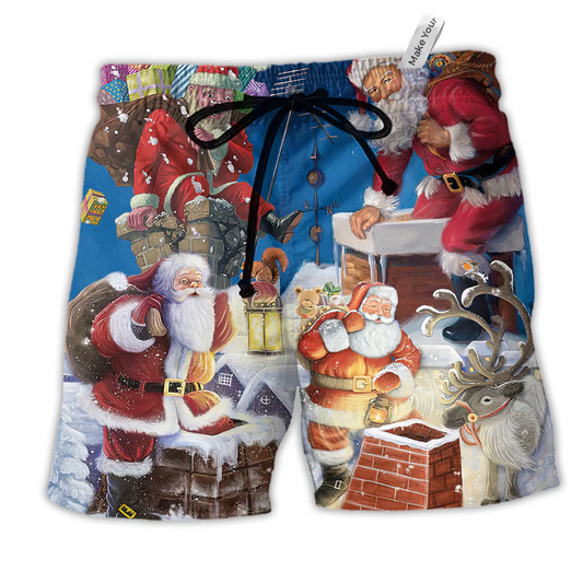 Christmas Santa Beach Shorts For Warm Weather Outings And Relaxed Casual Wear