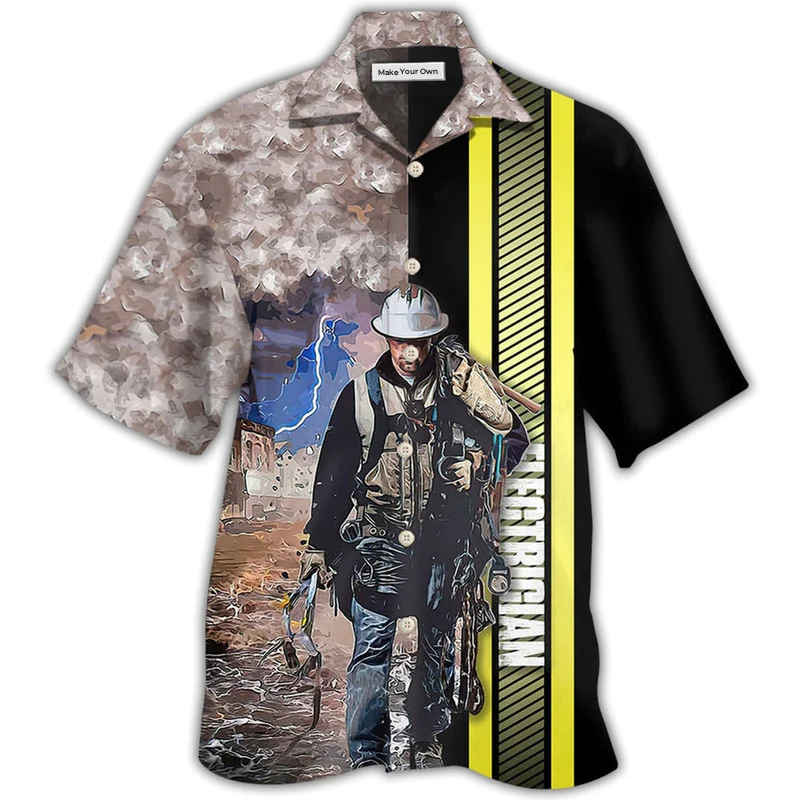 Electrician Hawaiian Shirt Pattern View For Lightweight Everyday Style