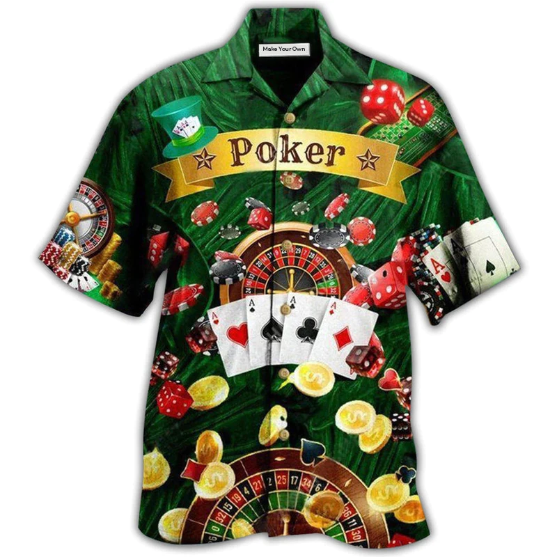 Game Card Play Forced Hawaiian Shirt Design Detail For Sunny Adventures And Casual Wear