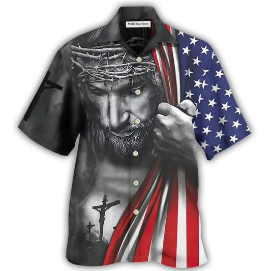 Faith American Nation Hawaiian Shirt Artwork Detail For Resort Trips And Outdoor Activities