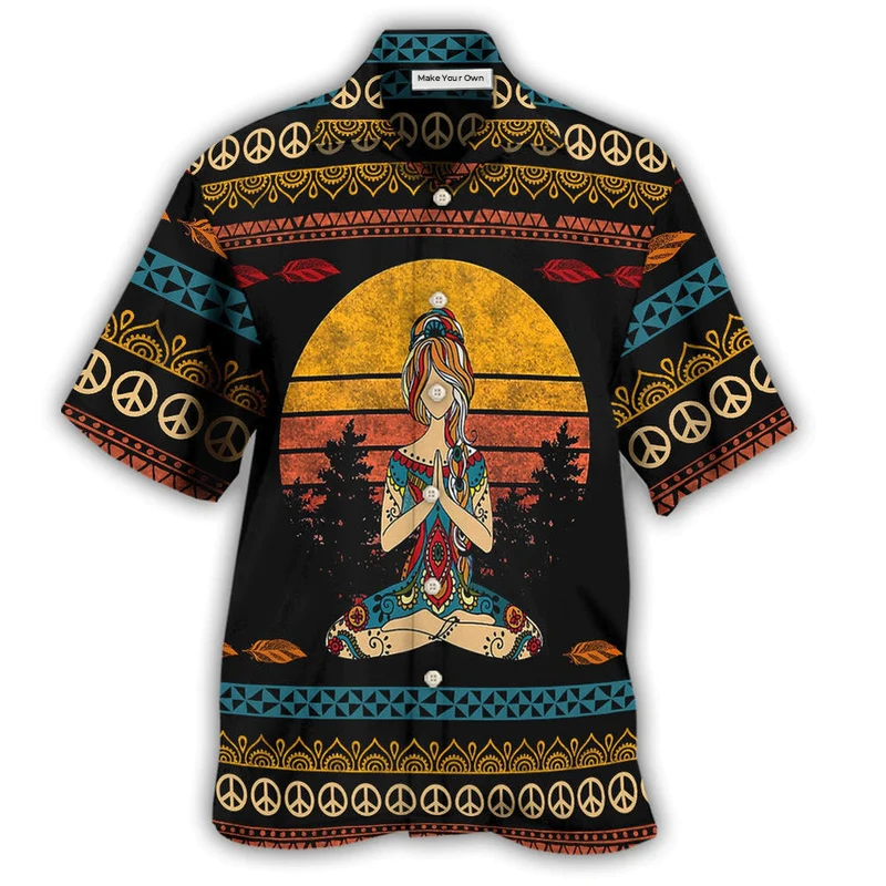 Yoga Mostly Peace Light Little Woman Hawaiian Shirt For Beach Parties And Weekend Getaways