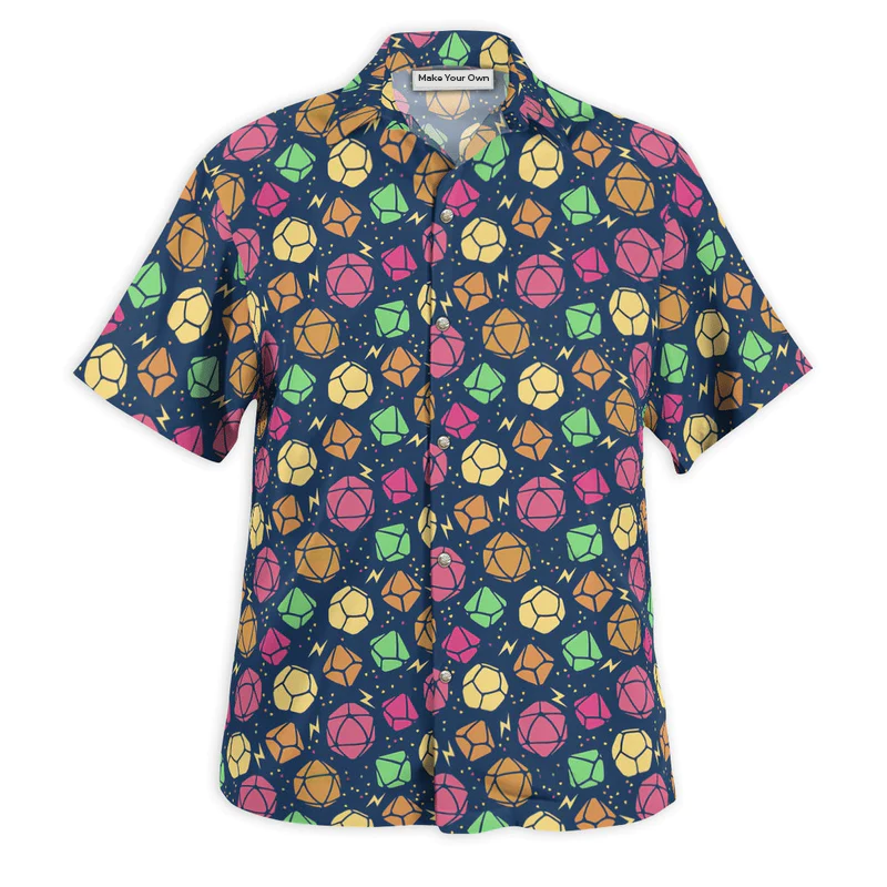 Fantasy Role Dice Thunder Hawaiian Shirt Graphic Artwork Detail For Beach Days