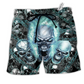 Skull Screaming So Cool Hawaiian Print Beach Shorts For Coastal Trips And Outdoor Wear