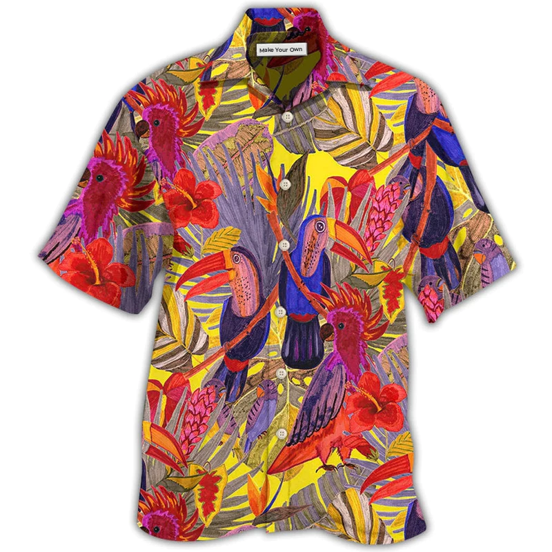 Tropical Parrot Hawaiian Shirt For Vacation Parties Beach Outings And Relaxed Daily Wear