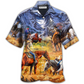 Cowgirl Mountain Sunset Hawaiian Shirt For Summer Vacation And Beach Travel