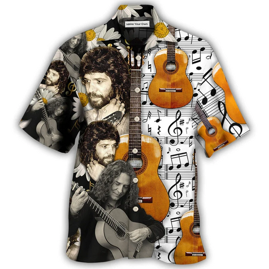 Guitar Hawaiian Shirt For Vacation Days And Relaxed Coastal Outings