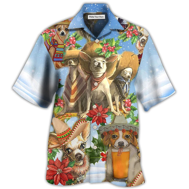 Festive Chihuahua Snow Christmas Hawaiian Shirt For Poolside Relaxation And Sunny Getaways