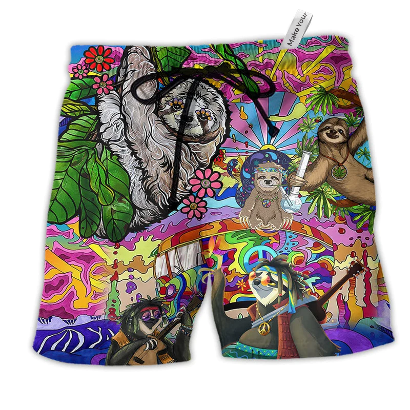 Sloth Love Animals Life Style Hawaiian Print Beach Shorts For Beach Days And Casual Travel