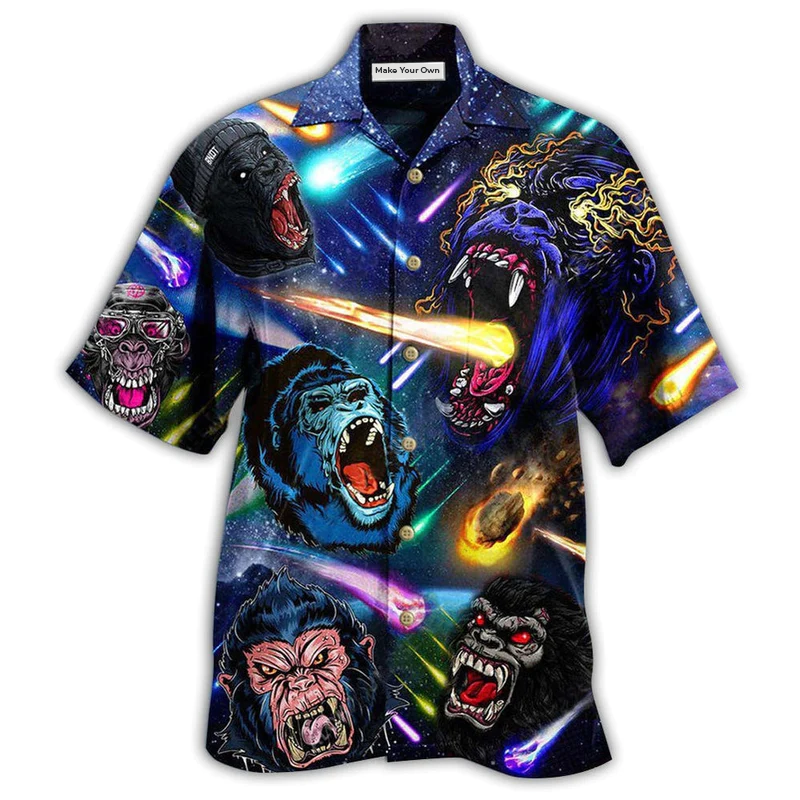Gorilla Hawaiian Shirt For Coastal Trips Outdoor Events And Relaxed Summer Wear