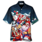 Electric Guitar Christmas Santa Hawaiian Shirt Artwork Detail For Tropical Trips And Casual Outings