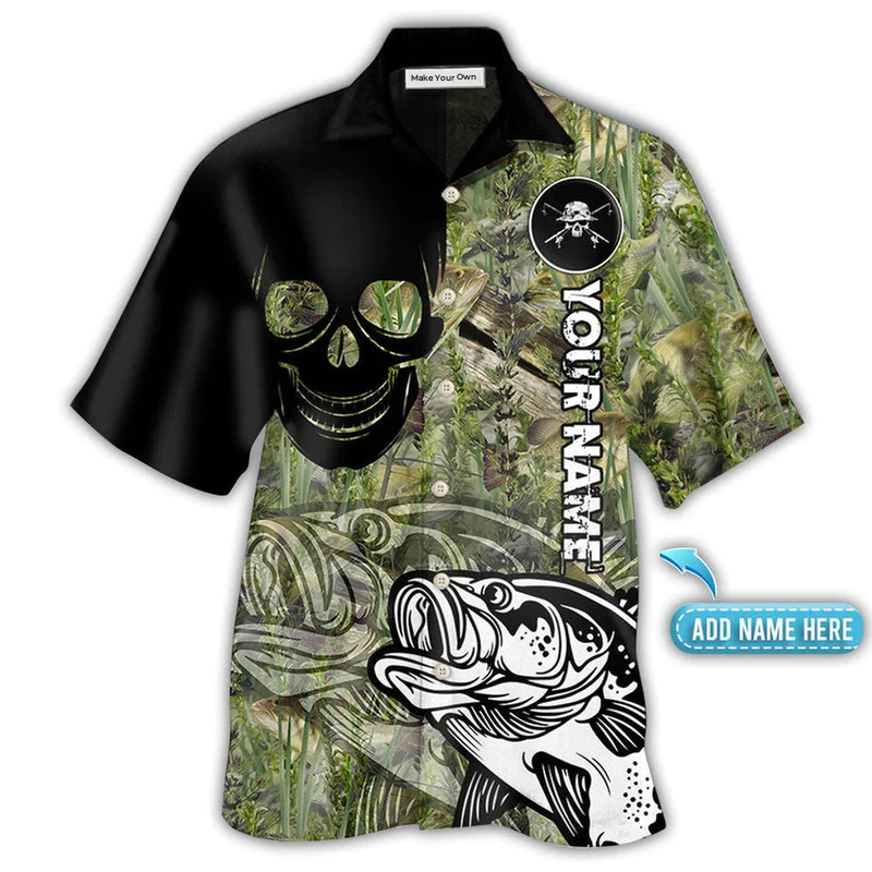 Skull Fishing Personalized Hawaiian Shirt Design View For Resort Travel And Thoughtful Gifting