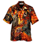 Motorcycle Skull Fire Burning Hawaiian Shirt For Beach Parties And Weekend Getaways