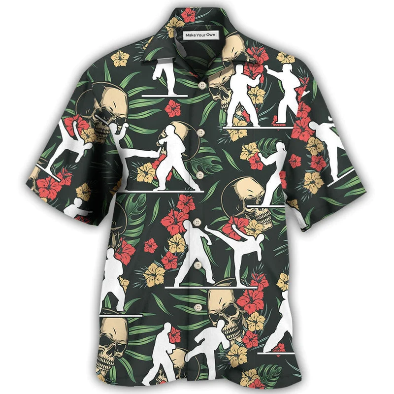 Tropical Floral Taekwondo Hawaiian Shirt For Summer Vacation And Beach Travel
