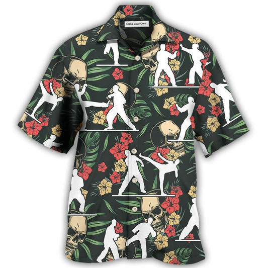 Tropical Floral Taekwondo Hawaiian Shirt For Summer Vacation And Beach Travel