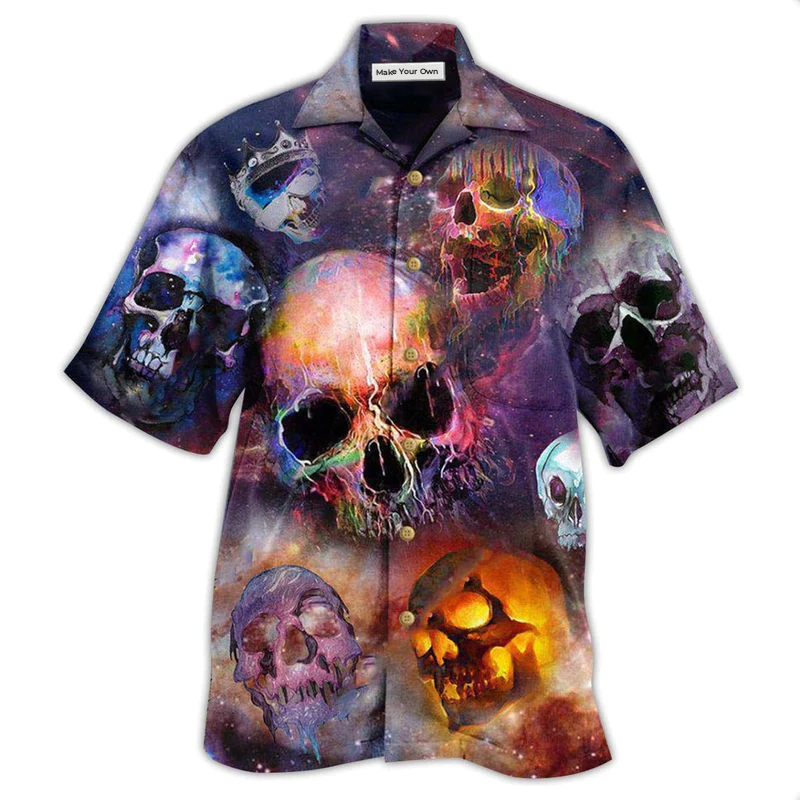 Skull Hawaiian Shirt For Coastal Trips Outdoor Events And Relaxed Summer Wear