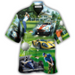 Racing Golf Hawaiian Shirt Artwork Detail For Resort Trips And Outdoor Activities