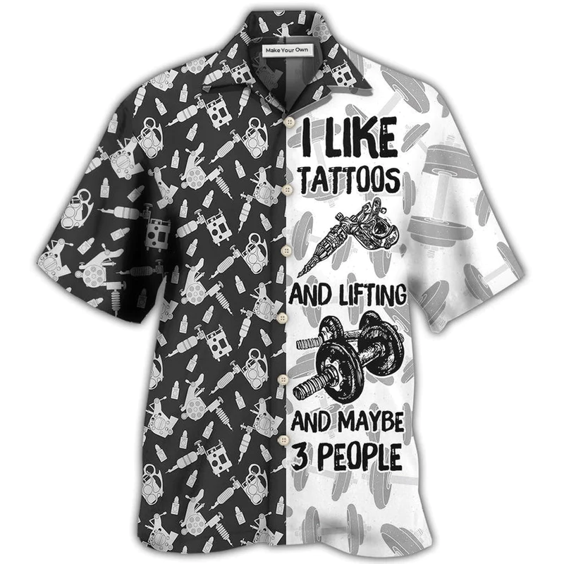Tattoo Lifting Tatoos Hawaiian Shirt Pattern Detail For Vacation Travel And Daily Wear