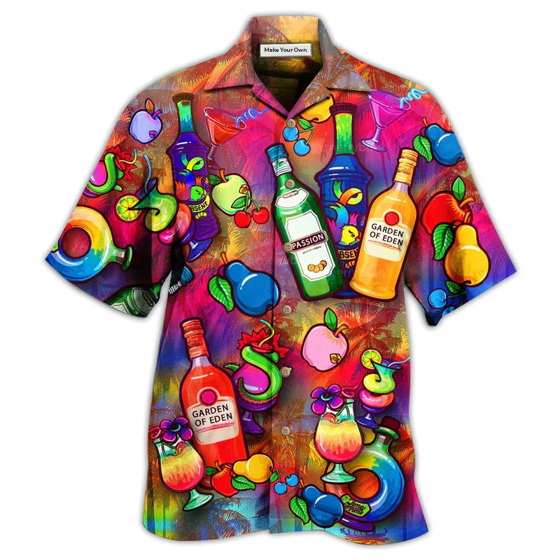 Fruit Wine Hawaiian Shirt Artwork Detail For Resort Trips And Outdoor Activities