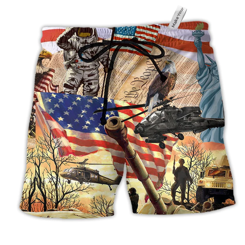 America Independence Day We The People Hawaiian Beach Shorts For Coastal Travel And Celebrations