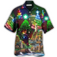 Festive Happy Lighthouse Christmas Hawaiian Shirt Pattern View For Lightweight Everyday Style