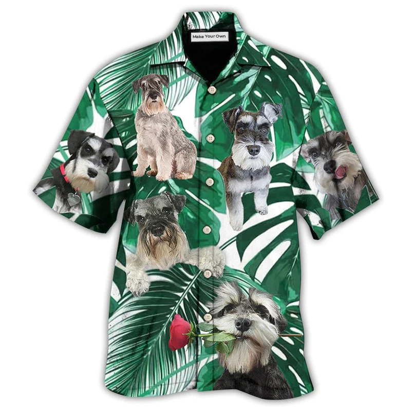 Tropical Miniature Schnauzer Hawaiian Shirt For Coastal Adventures Summer Events And Everyday Comfort