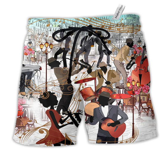 Jazz Music All You Need Is Jazz Hawaiian Print Beach Shorts For Resort Trips And Weekend Wear